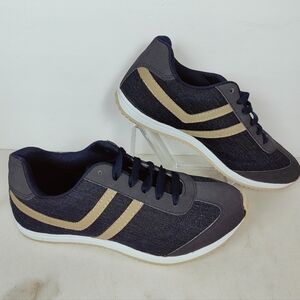 NWOT MX-Club Women's Blue Tan Sneakers Trainers Tennis Shoes, Sz 7.5